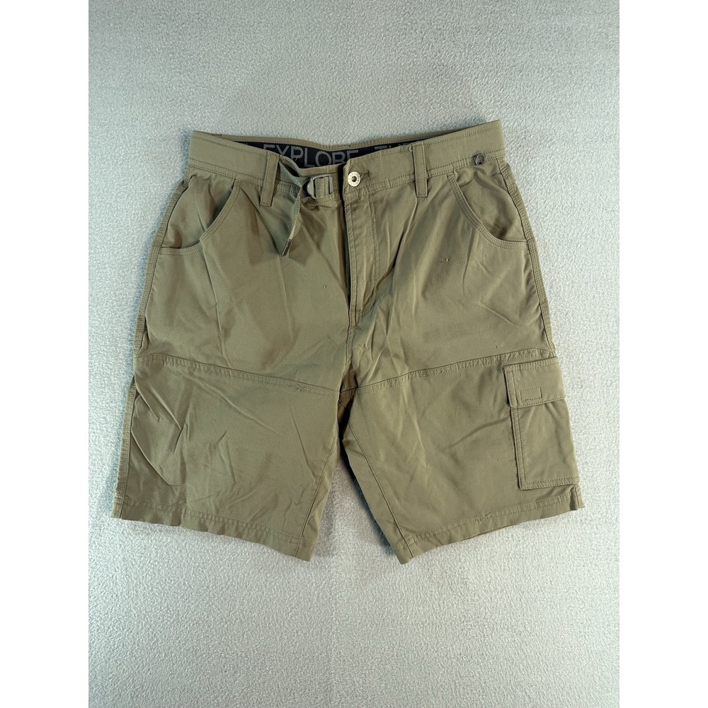 Gerry Shorts Mens 32 Green Cargo Microfiber Belted 9 Inseam Hiking Outdoor